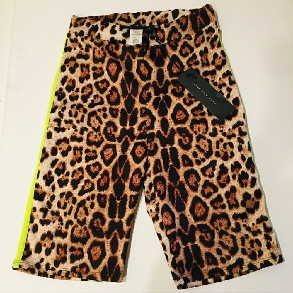 KOC Leopard Neon Biker shorts Med New